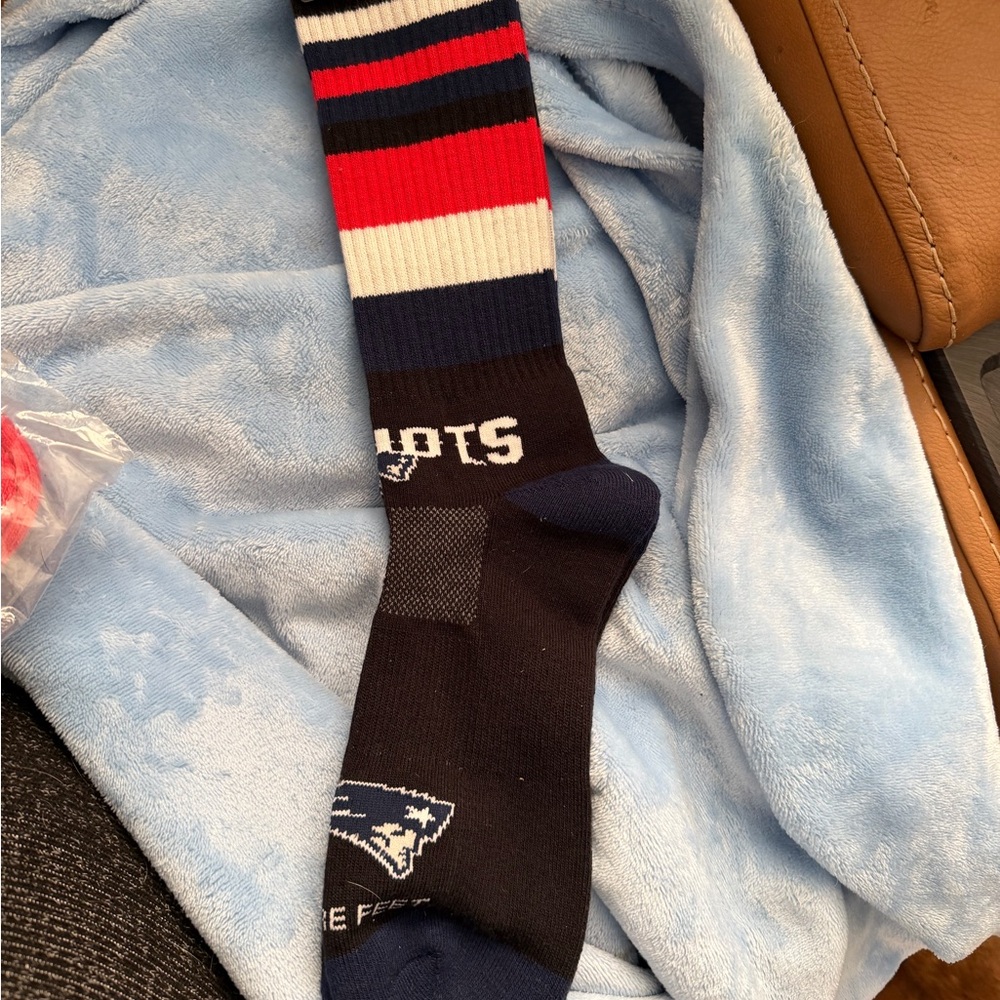 NFL Patriots Striped Crew Socks - Red, Blue, White